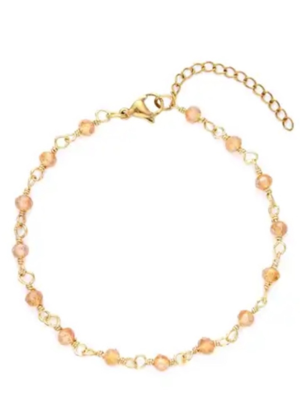 Champagne Glass Beaded Station Bracelet in ION Plated YG Stainless Steel